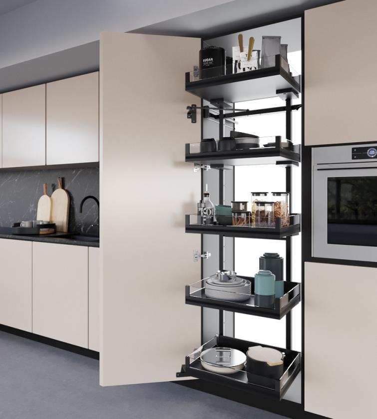 860XM Colonna estraibile per dispensa da cucina Black