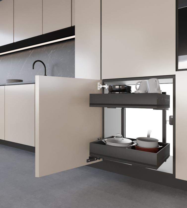 861K Minimal - Sistema estraibile a due cesti per mobile base Black