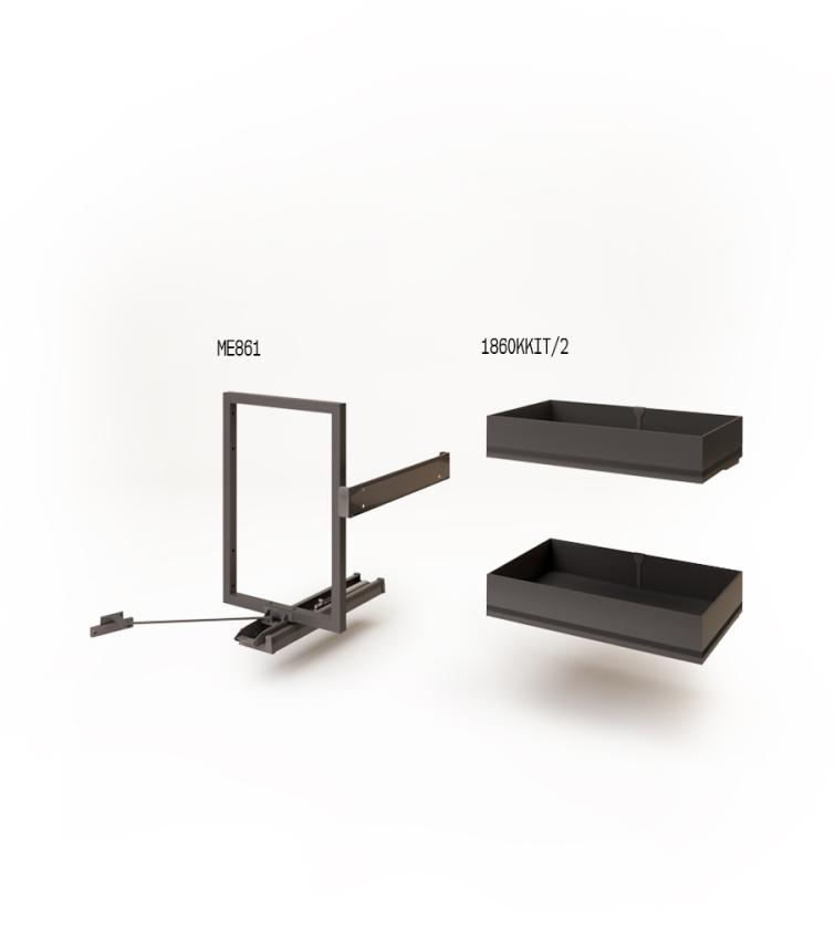 861K Minimal - Sistema estraibile a due cesti per mobile base Slate