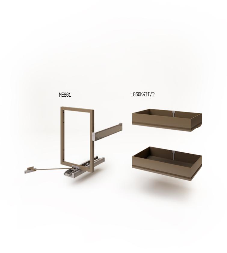 861K Minimal - Sistema estraibile a due cesti per mobile base Champagne