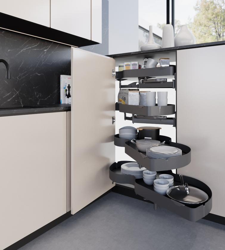 846BY Combi's 2 - Ripiani girevoli ad estrazione totale per angolo base Slate