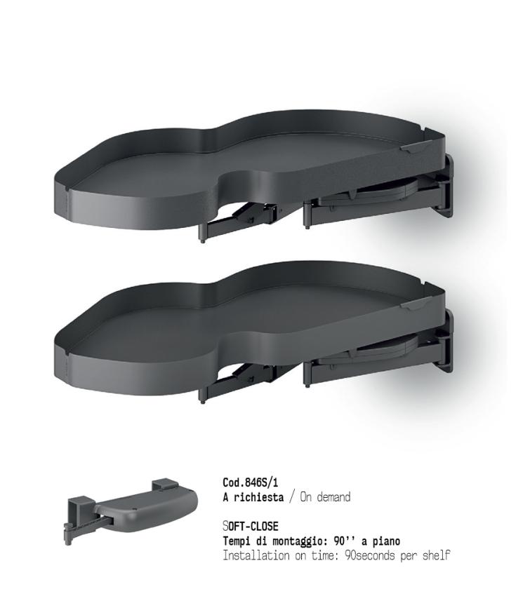 846BY Combi's 2 - Ripiani girevoli ad estrazione totale per angolo base Slate