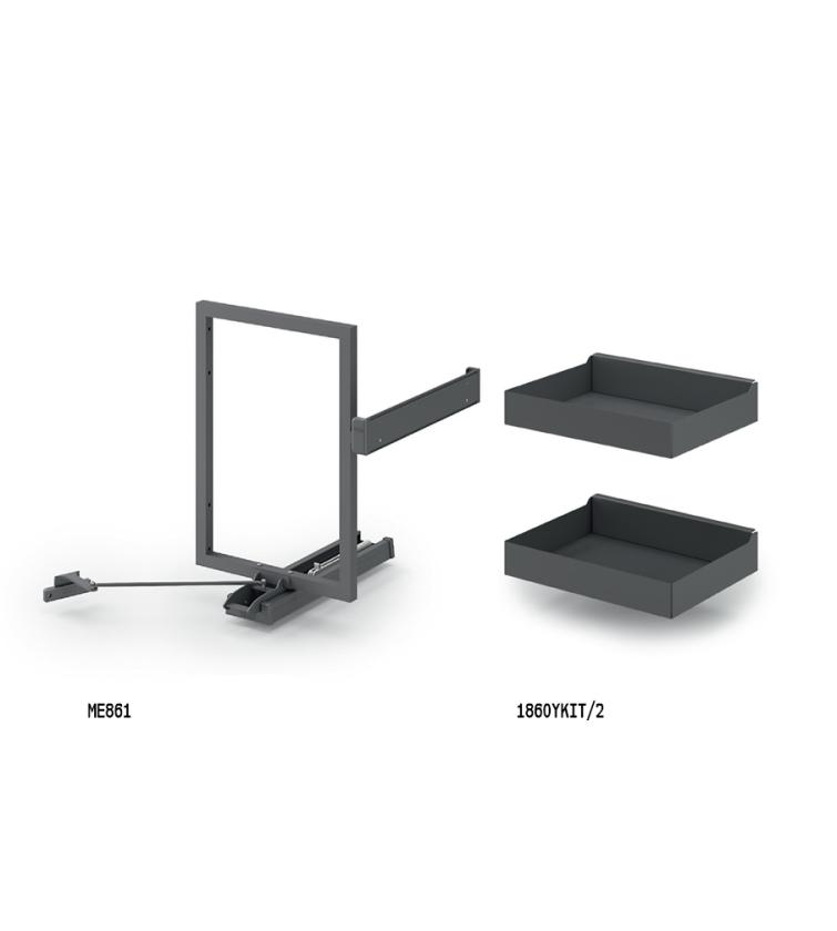 861Y Minimal - Sistema estraibile a due cesti per mobile base Slate