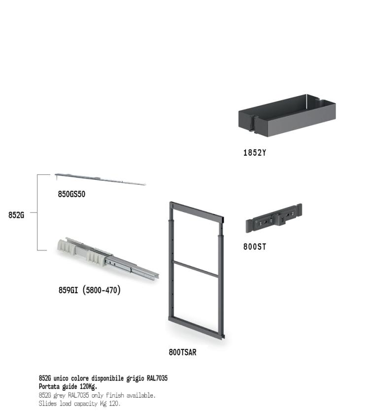 852SY Colonna estraibile con guide a sfera Slate