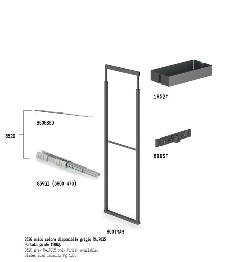 852MY Colonna estraibile con guide a sfera Slate