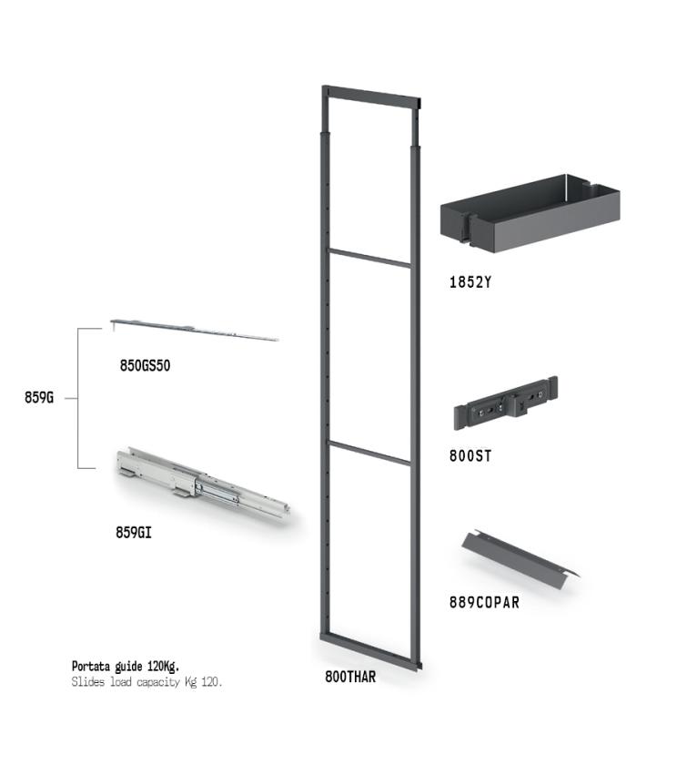 859Y Colonna estraibile con guide a sfera Slate