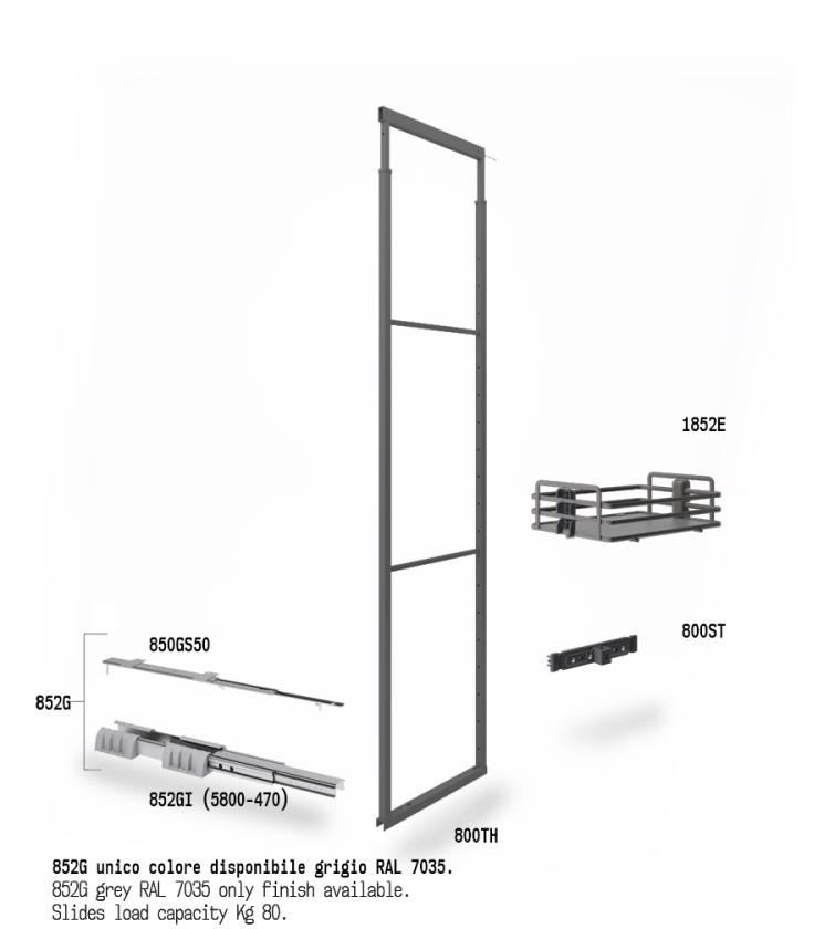 852HE Colonna estraibile con guide a sfera Slate