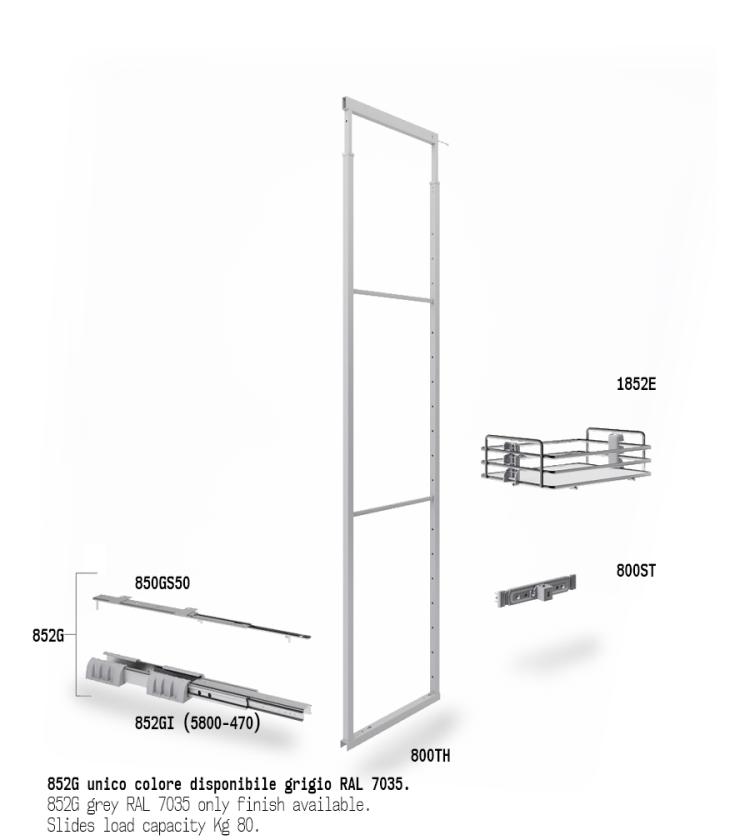 852HE Colonna estraibile con guide a sfera White Chrome