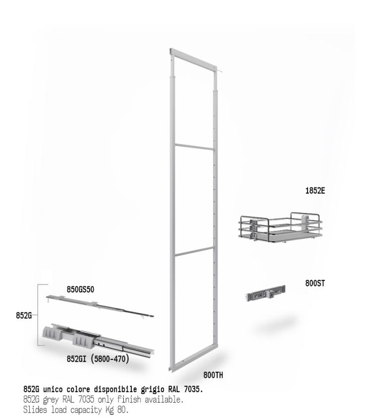 852HE Colonna estraibile con guide a sfera Gray Chrome