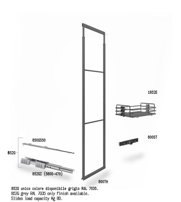 852HE Colonna estraibile con guide a sfera Titanium