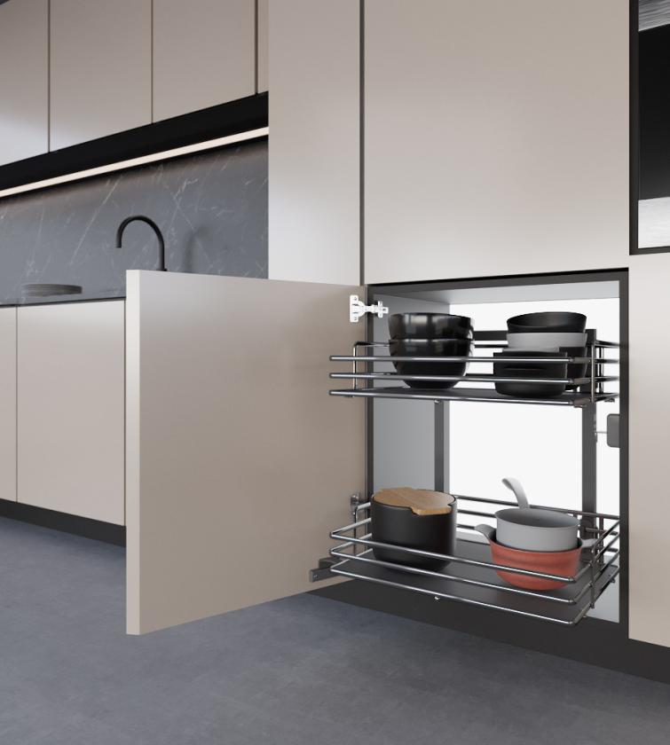 861E Minimal - Sistema estraibile a due cesti per mobile base Titanium