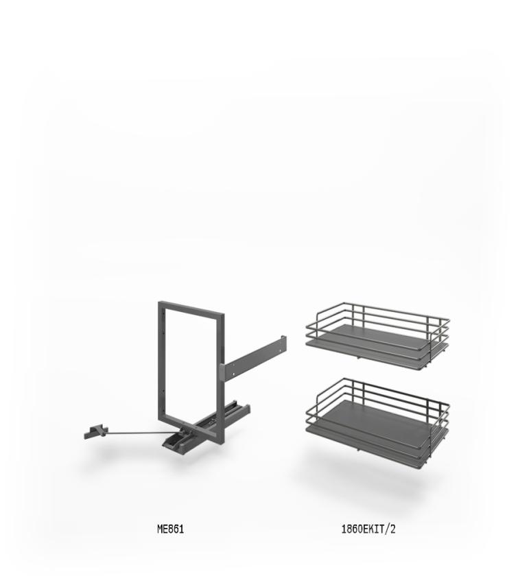 861E Minimal - Sistema estraibile a due cesti per mobile base Slate
