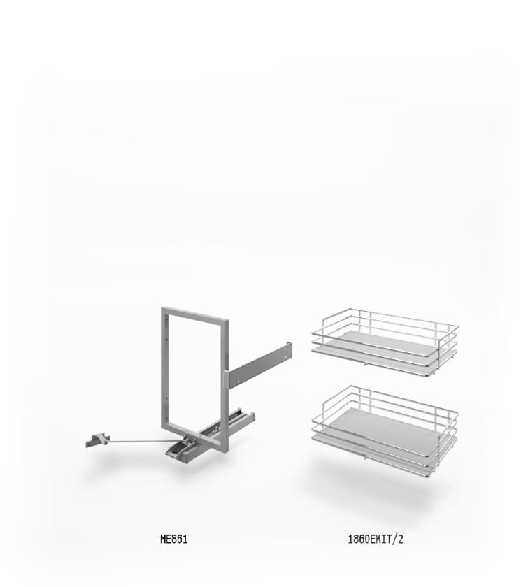 861E Minimal - Sistema estraibile a due cesti per mobile base White Chrome
