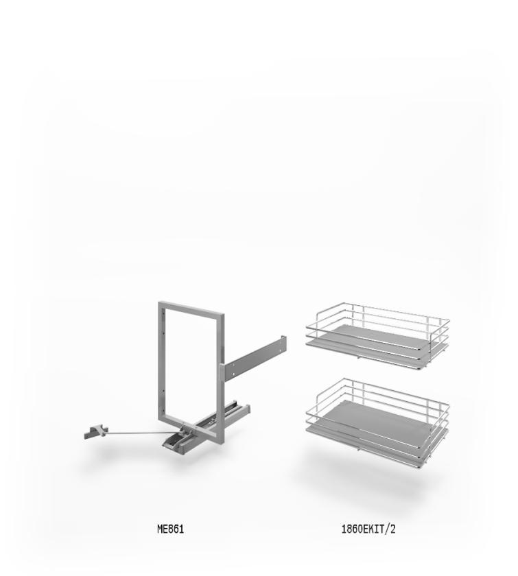 861E Minimal - Sistema estraibile a due cesti per mobile base Gray Chrome