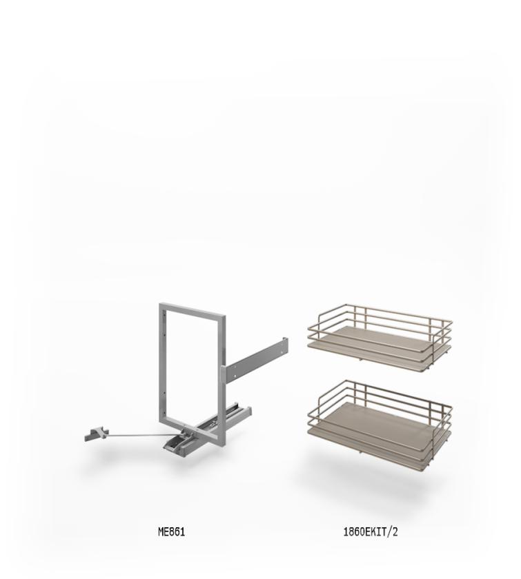 861E Minimal - Sistema estraibile a due cesti per mobile base Champagne