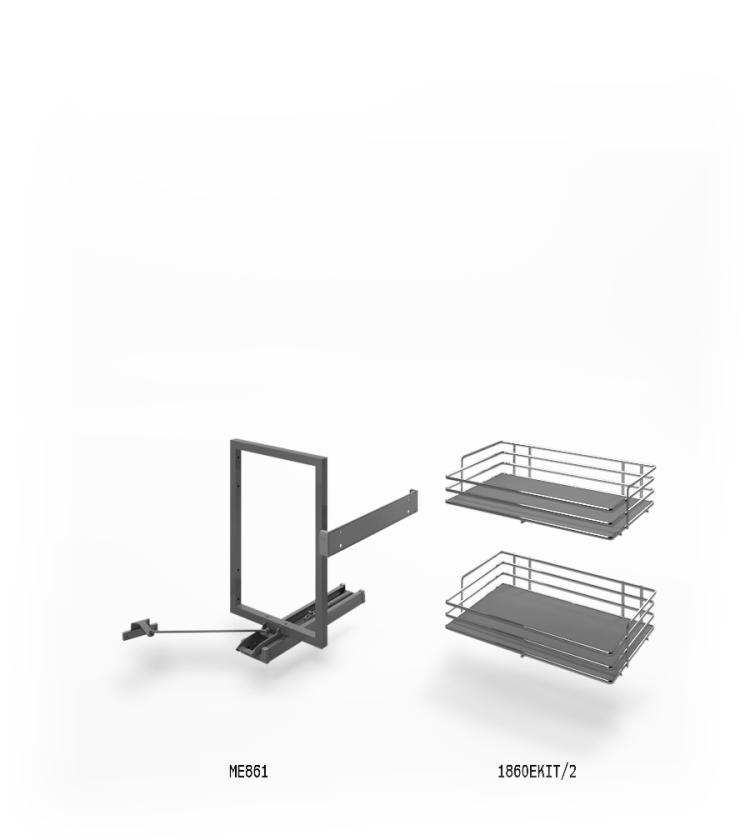 861E Minimal - Sistema estraibile a due cesti per mobile base Titanium
