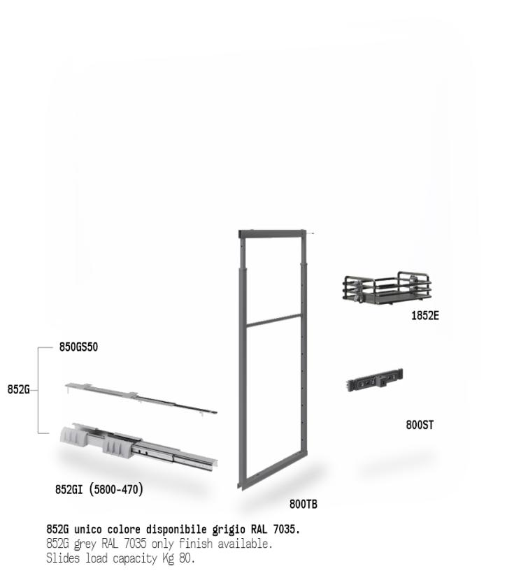 852BE Colonna estraibile con guide a sfera Slate