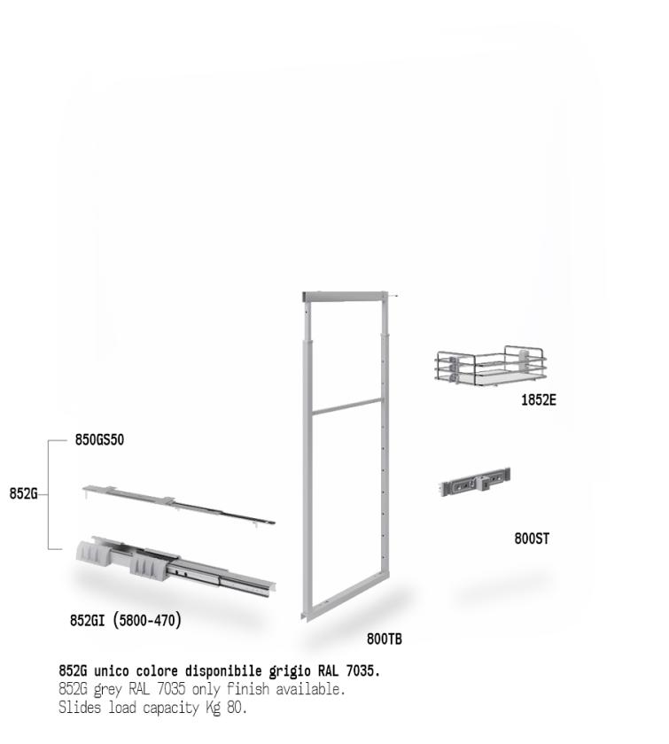 852BE Colonna estraibile con guide a sfera White Chrome