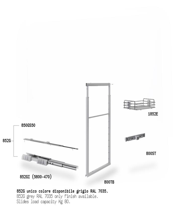 852BE Colonna estraibile con guide a sfera Gray Chrome