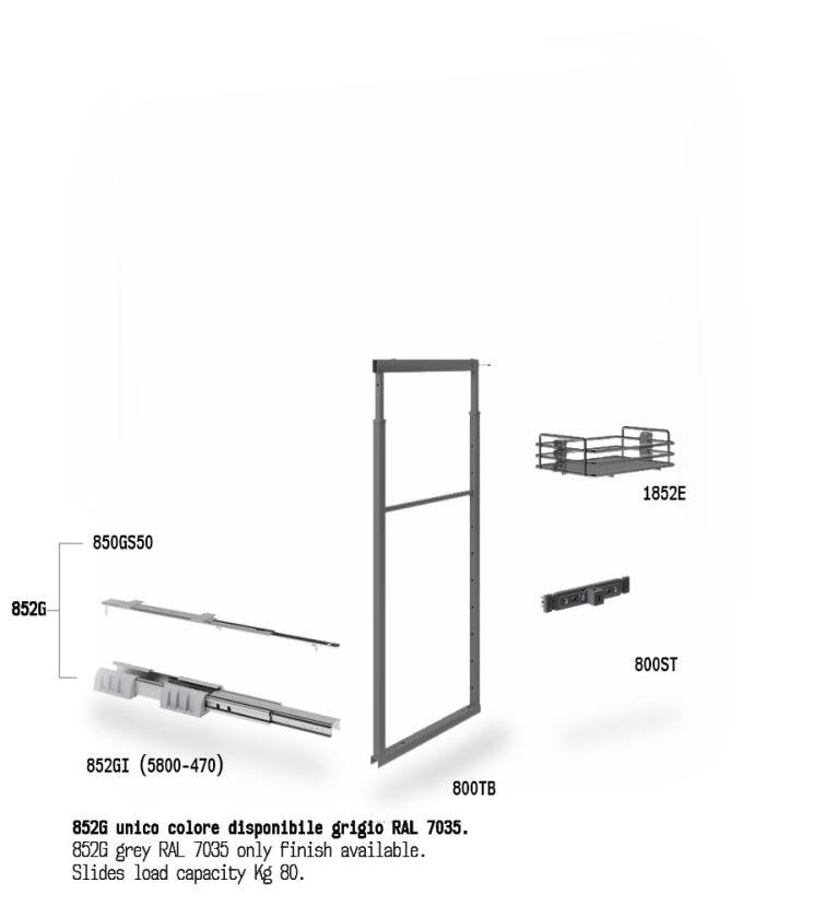 852BE Colonna estraibile con guide a sfera Titanium