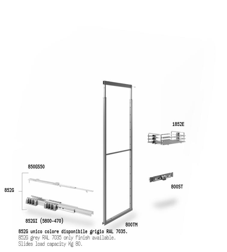 852ME Colonna estraibile con guide a sfera Gray Chrome