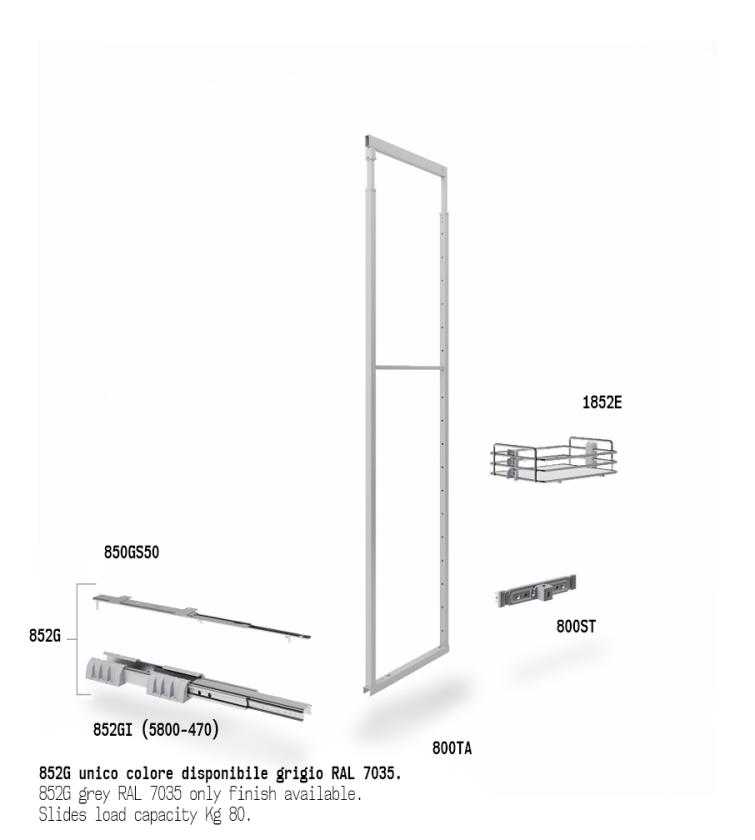 852AE Colonna estraibile con guide a sfera White Chrome