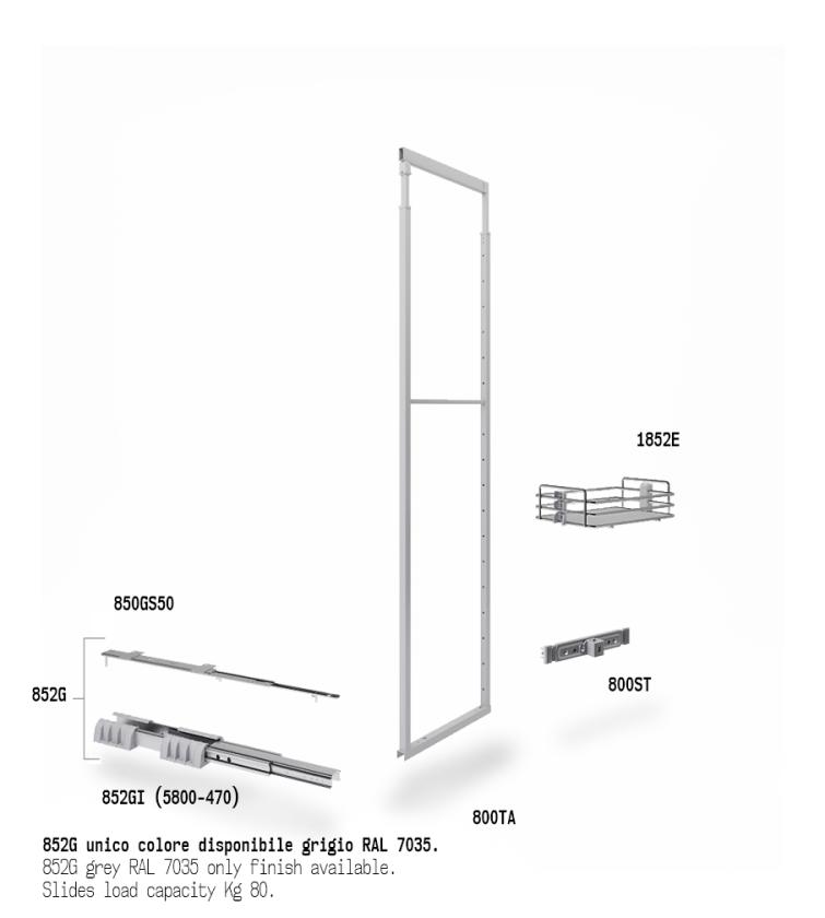 852AE Colonna estraibile con guide a sfera Gray Chrome