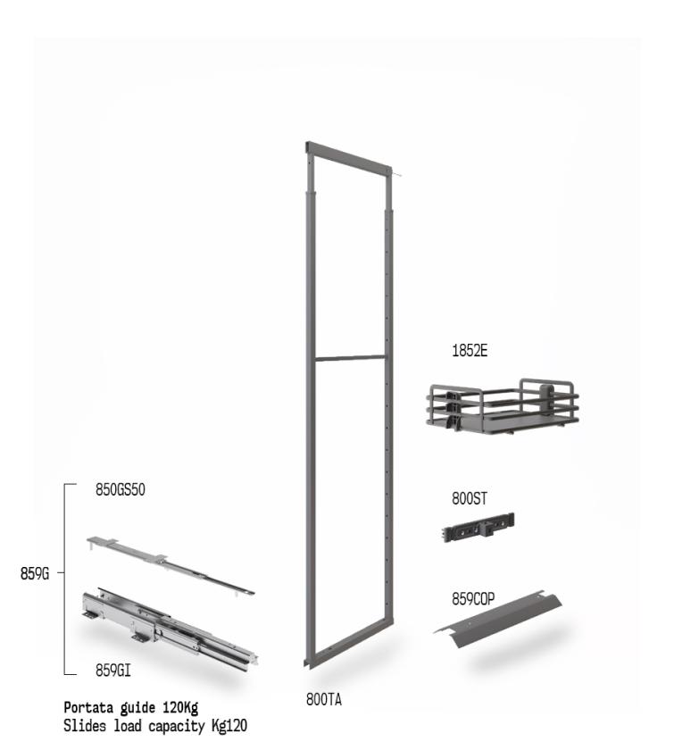 859E Colonna estraibile con guide a sfera Slate