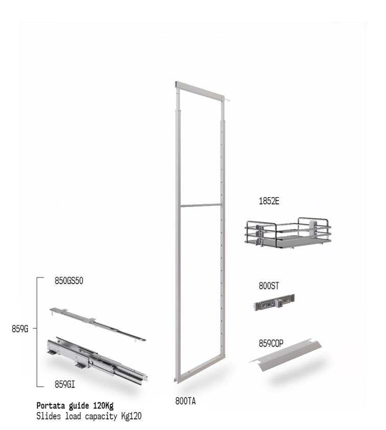 859E Colonna estraibile con guide a sfera Gray Chrome