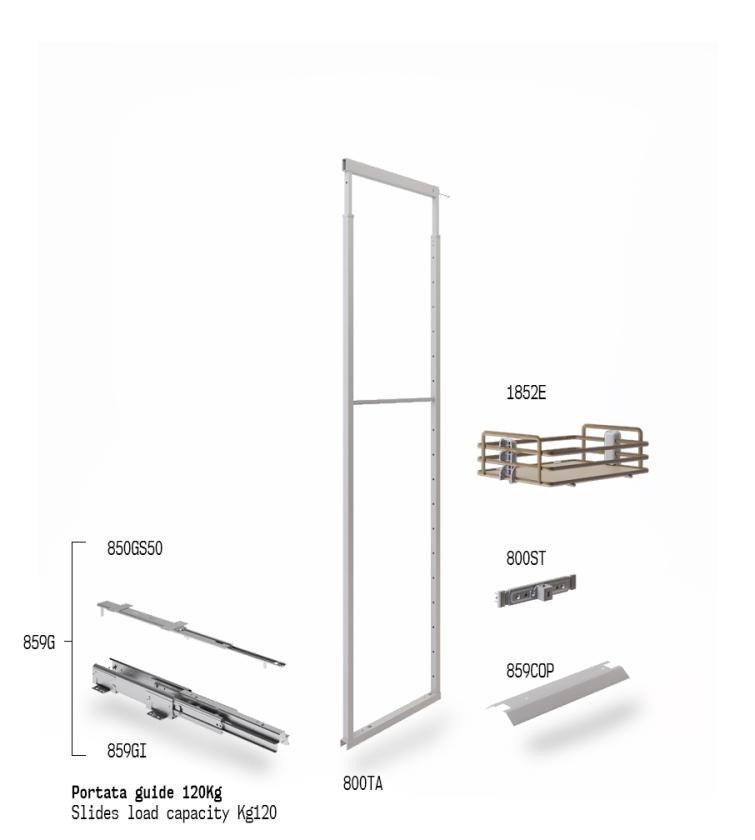 859E Colonna estraibile con guide a sfera Champagne