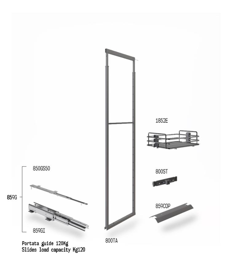 859E Colonna estraibile con guide a sfera Titanium