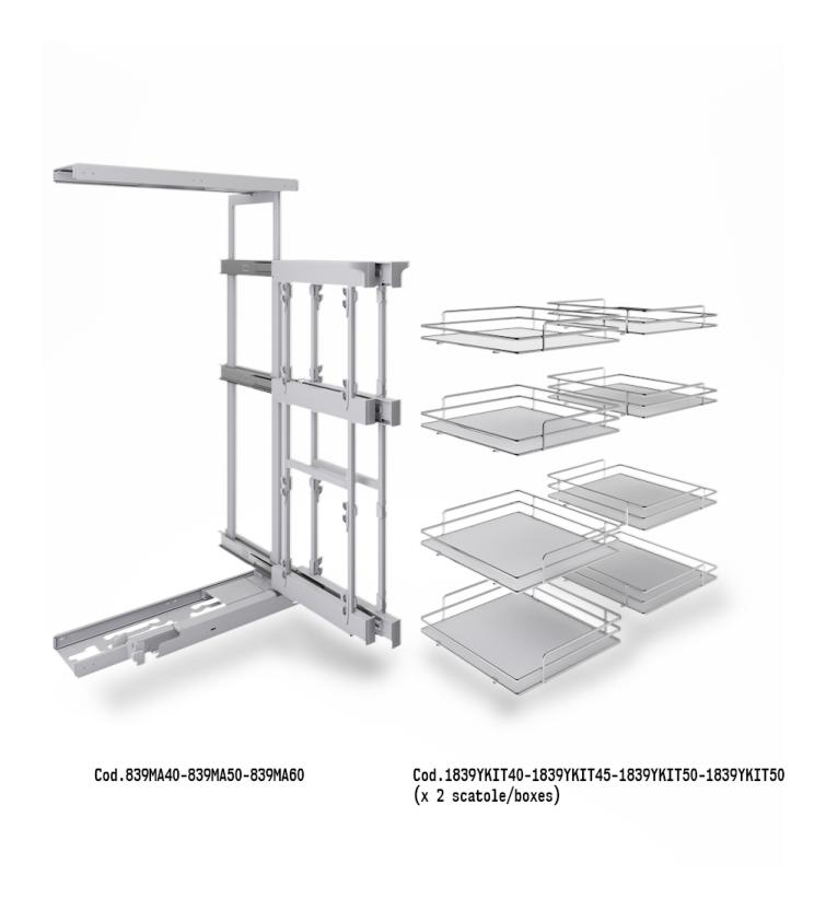 839E Compact 2 - Meccansimo angolare reversibile ad estrazione totale White Chrome