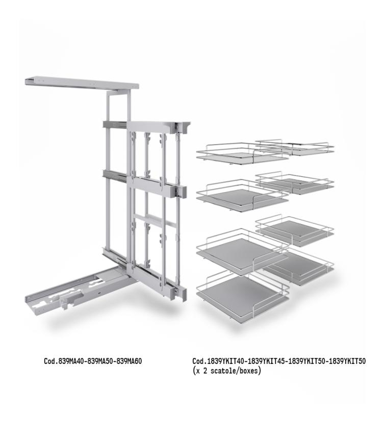 839E Compact 2 - Meccansimo angolare reversibile ad estrazione totale Gray Chrome