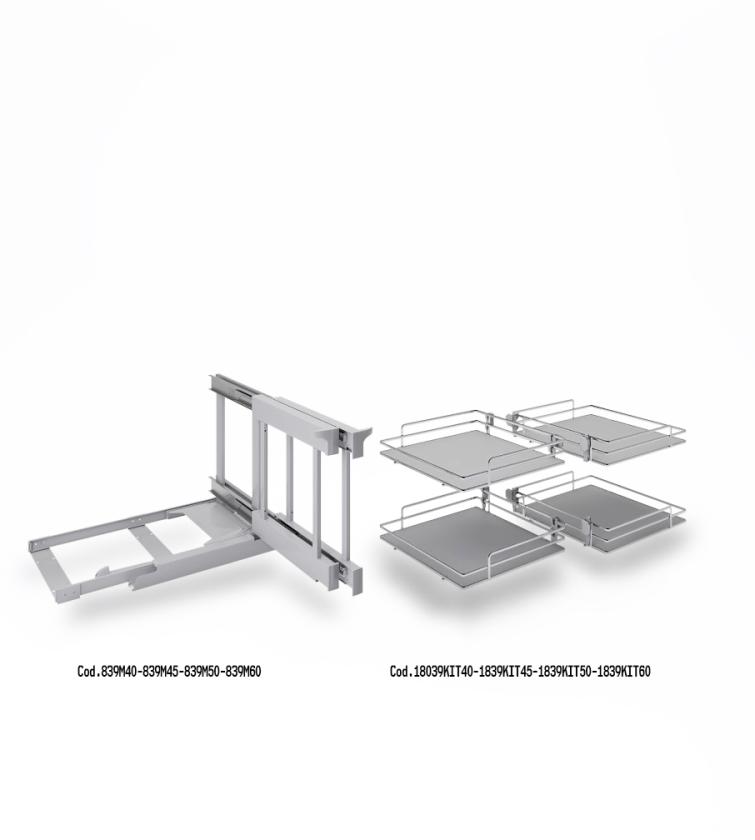 839E Compact 2 - Meccansimo angolare reversibile ad estrazione totale Gray Chrome