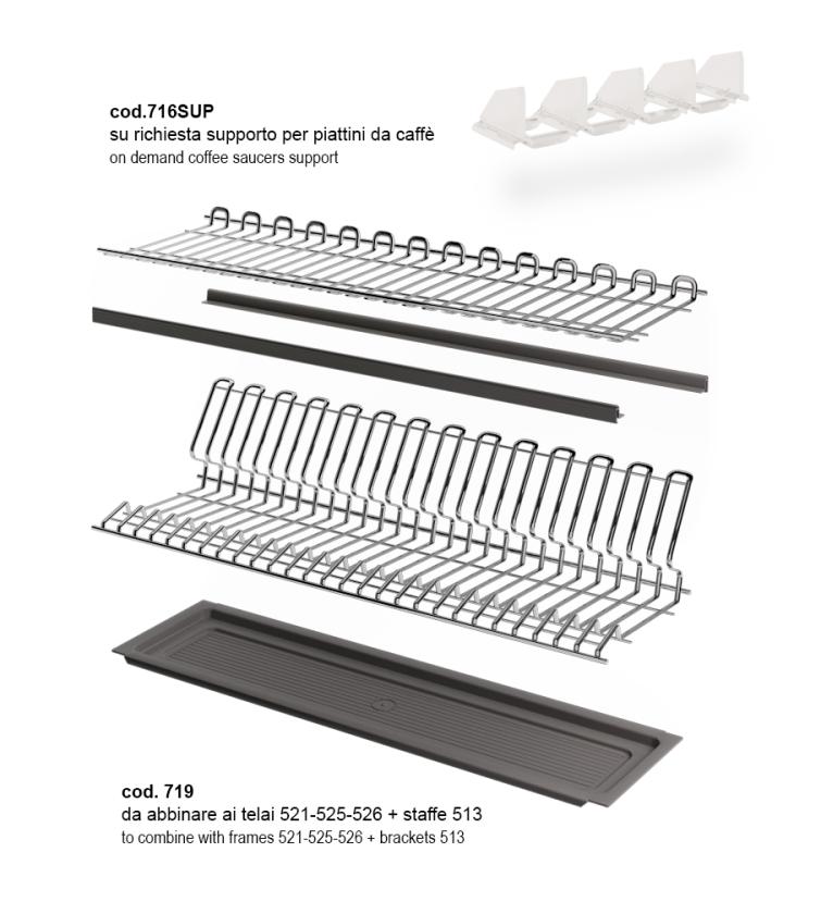 719 Kit scolapiatti in filo ovale Titanium