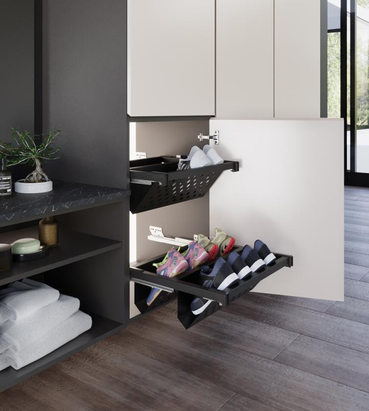 ZPSL Estraibile porta scarpe per bagno Black